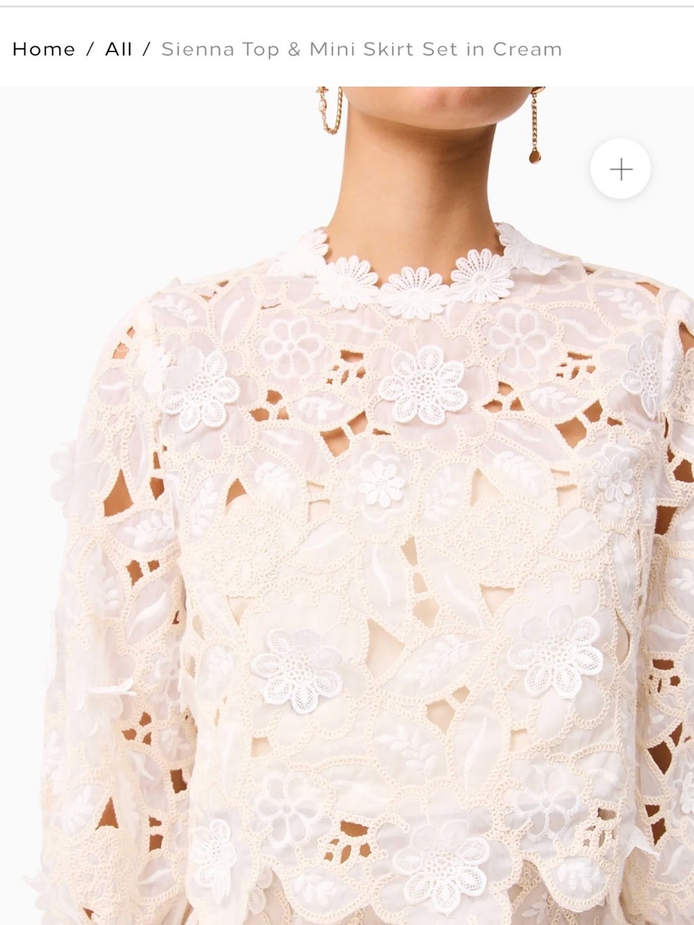 Elliatt Sienna Lace Top in Cream lace